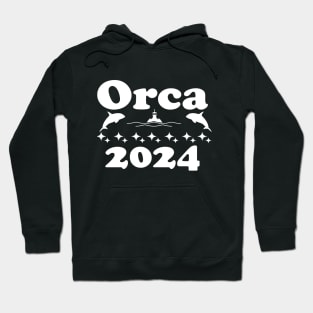 Funny Orca Ocean Boat Humor Whale 2024 Election Orcas 2024 Funny Politics Orca Sinking Boat Election Premium Hoodie